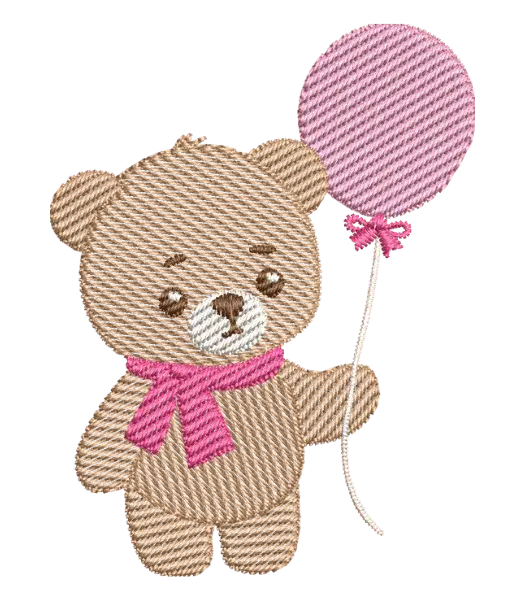 Matriz de Bordado Ursinho Balão Rosa